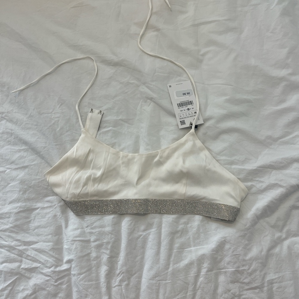 Zara rhinestone lined bra top